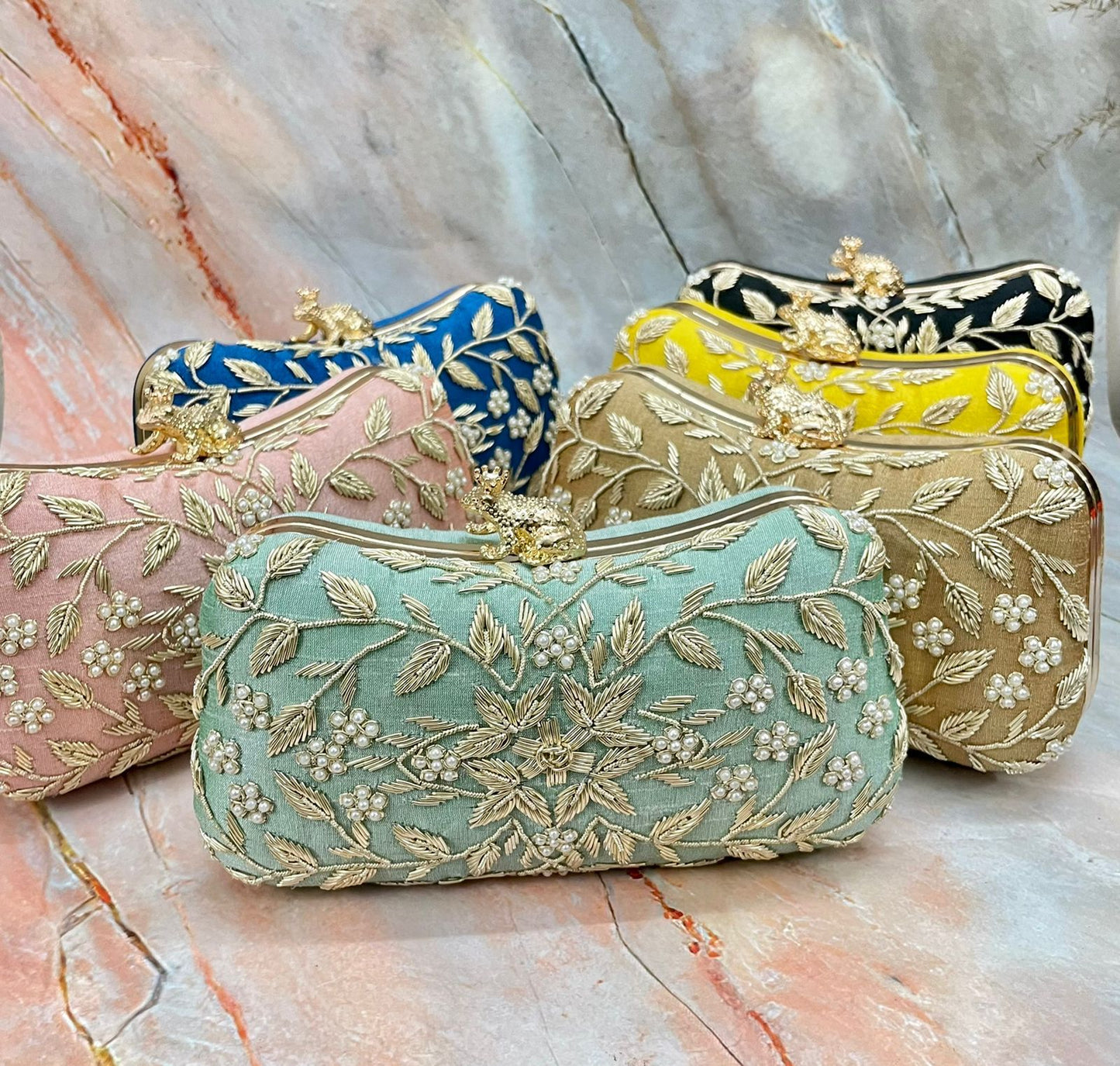 Safli clutch,,,,knob clutch,,,,Zardari clutch - Saffronfashionindia