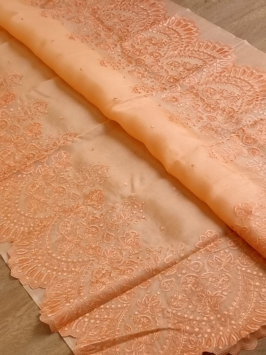 Scalloped inspired organza cutwork saree SaffronFashion