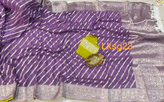 Rini khaddi gorgette silver jari saree - Saffronfashionindia