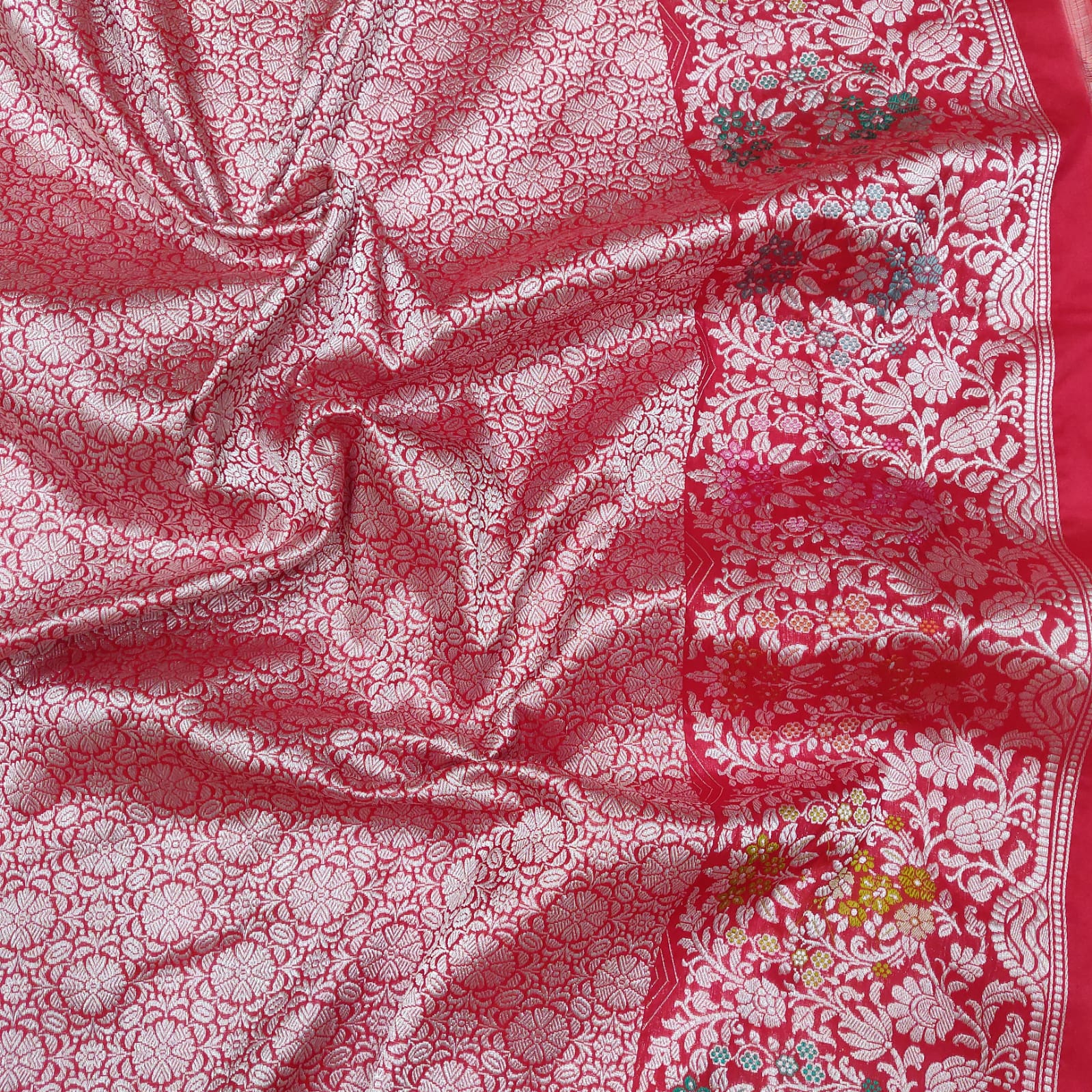 Radhe Meenakari Katan exclusive silk sari - Saffronfashionindia