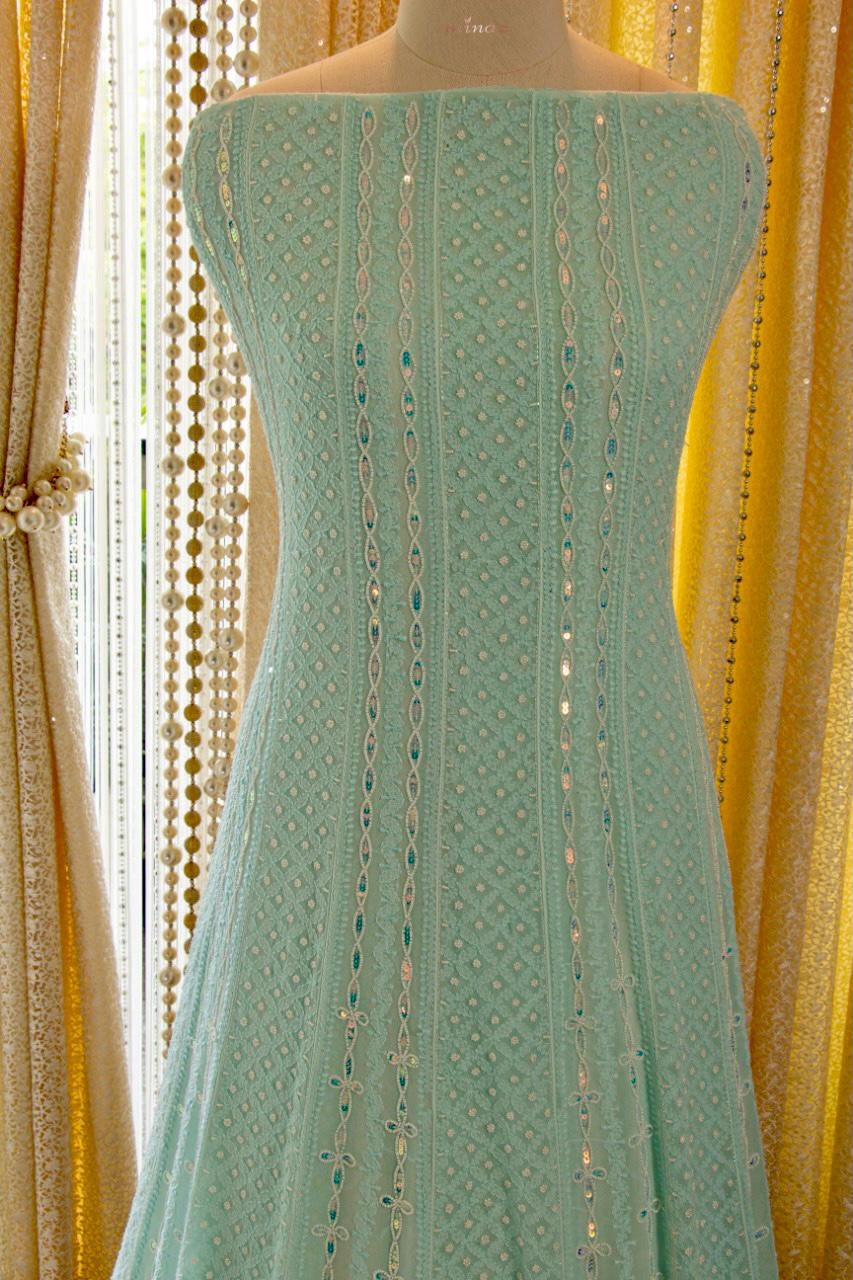 Authentic Anarkali Chikankari suit - Saffronfashionindia