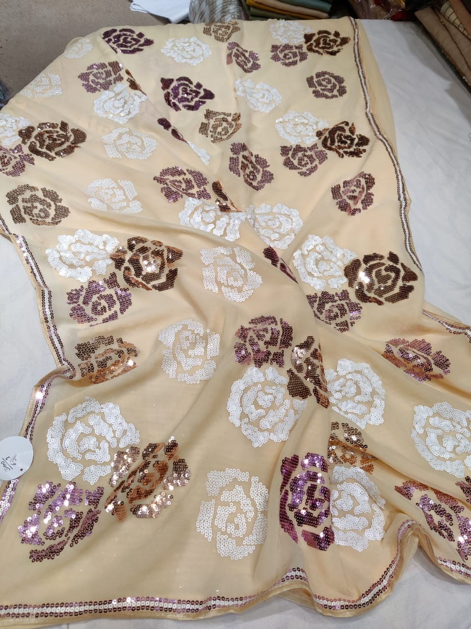 Sequence gorgette beautiful saree - Saffronfashionindia