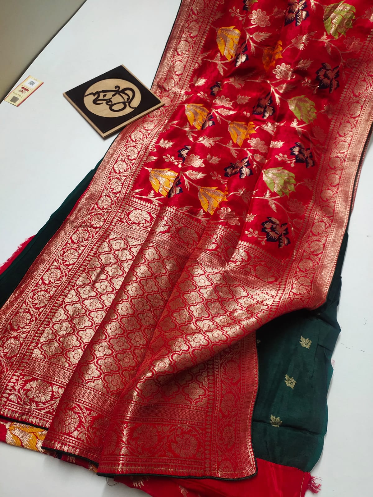 Flowery moonga saree/banarsi saree/sari - Saffronfashionindia