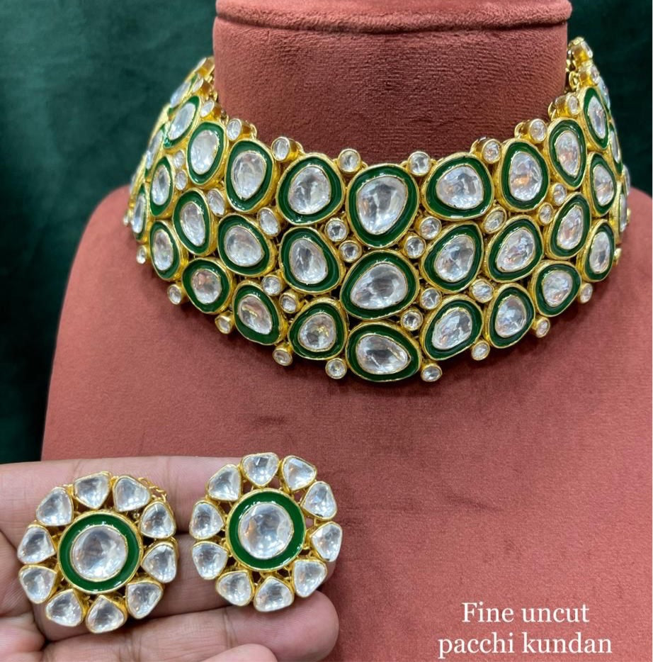 Grenery Kundan set - Saffronfashionindia