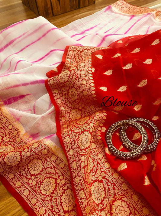 Shibpari gorgette chiffon saree - Saffronfashionindia