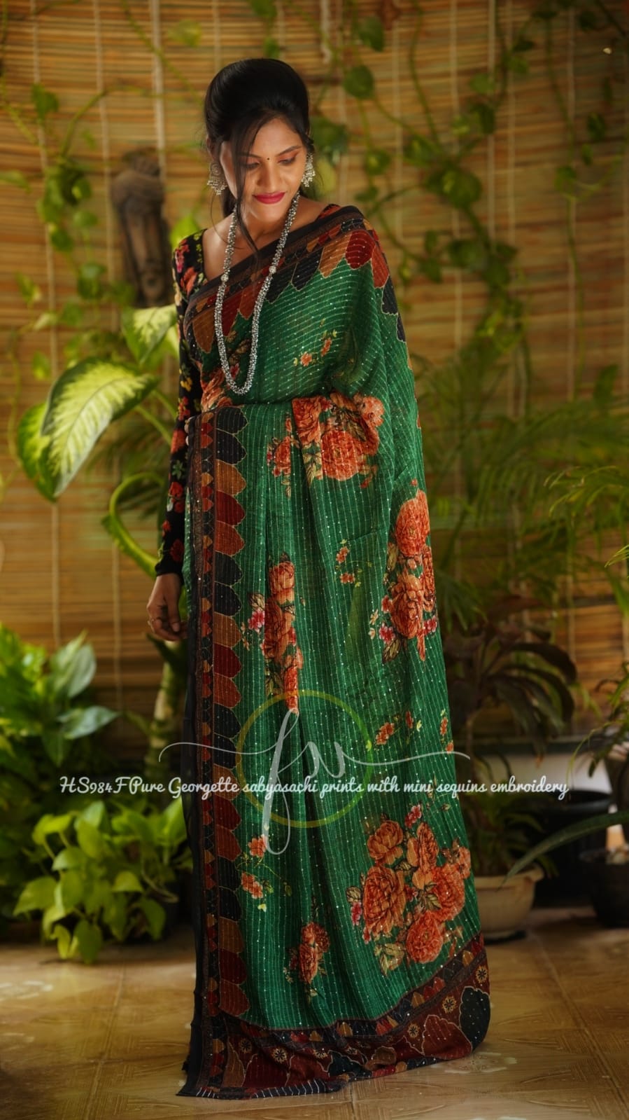 Gulmohar sequins saree - Saffronfashionindia