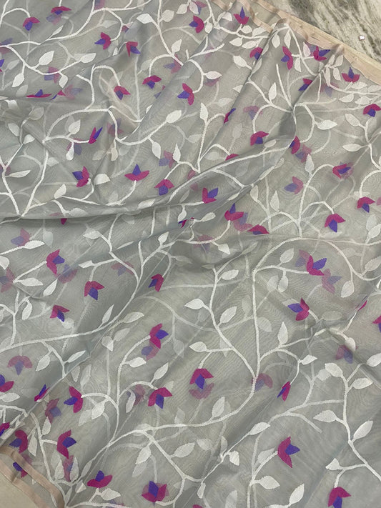 Shisha inspired jamdani saree - Saffronfashionindia