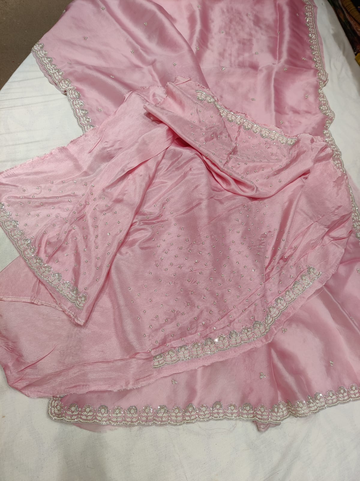 Luvika pearl organza saree - Saffronfashionindia