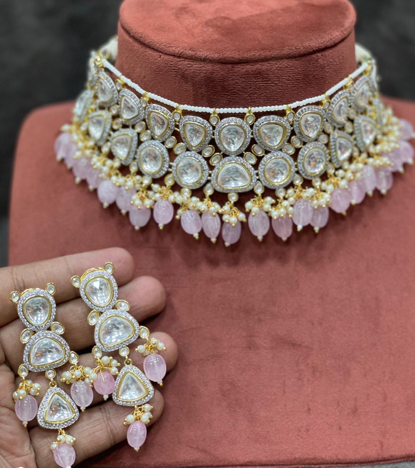 Ragini Kundan polki choker set - Saffronfashionindia