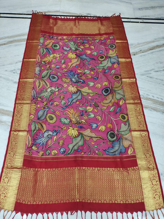 Rivaz pen Kalamkari dupatta - Saffronfashionindia
