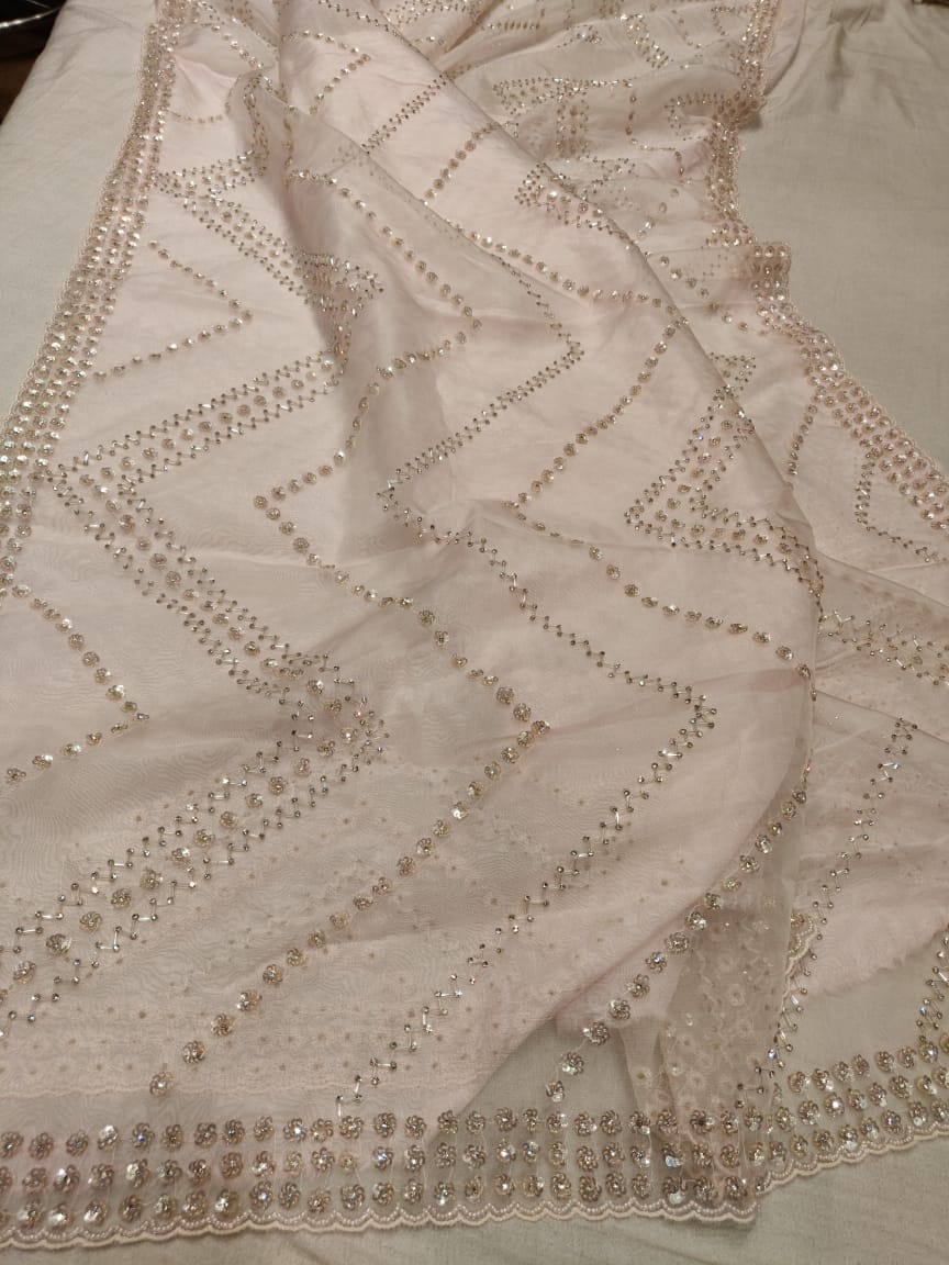 Pyari zardosi saree Partywear saree women saree blouse - Saffronfashionindia