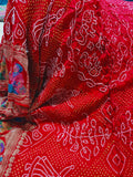Red traditional rai bandhej saree