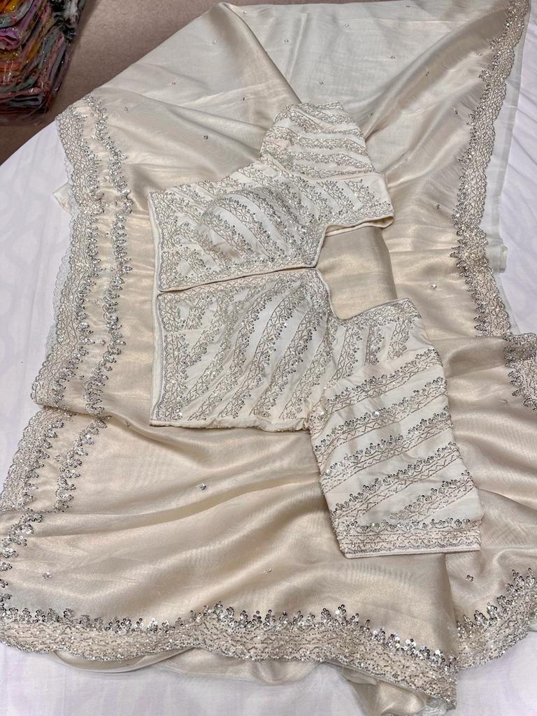 Zaiba tissue organza saree - Saffronfashionindia