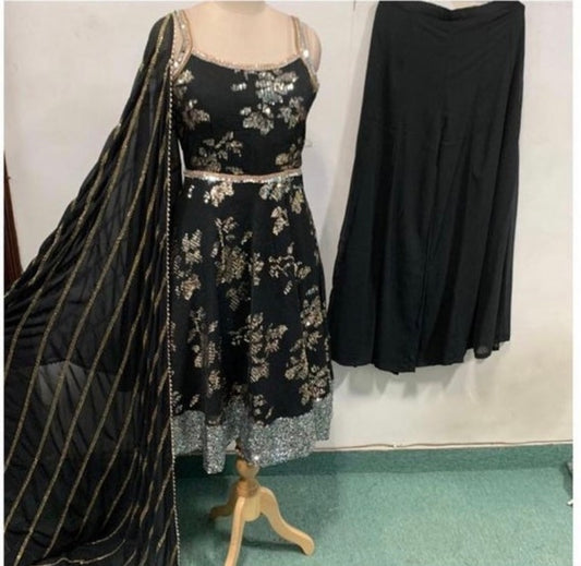 Black plaazo suit - Saffronfashionindia