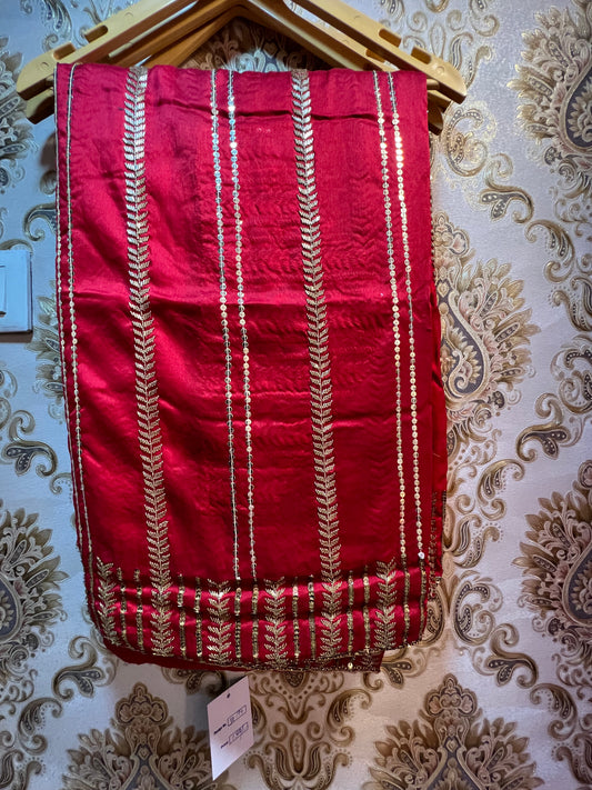 Valentine red beautiful saree - Saffronfashionindia