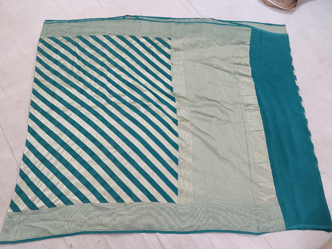 Striped lehariya gorgette chiffon saree - Saffronfashionindia