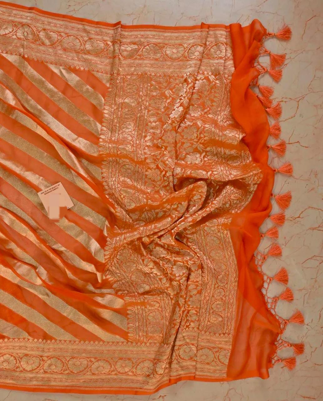 Kaisha khaddi gorgette saree - Saffronfashionindia