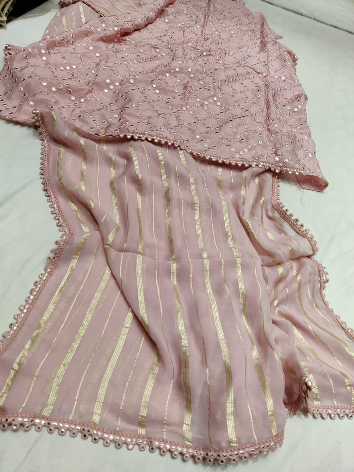 Kinash gorgette striped saree - Saffronfashionindia