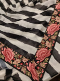 Striped satin floral saree