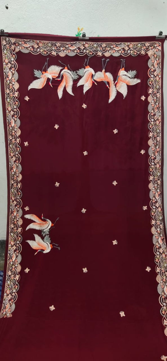 Riman crepe Parsi gara saree SaffronFashion