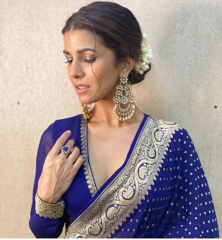 Avira khaddi gorgette saree - Saffronfashionindia