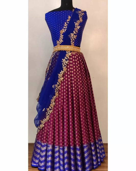 Banarsi pattu kanchi lehanga - Saffronfashionindia