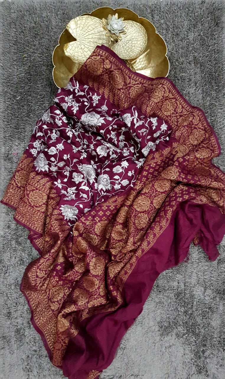 Cocktail banarsi saree - Saffronfashionindia