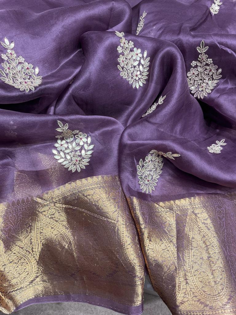 Kanchi organza saree - Saffronfashionindia