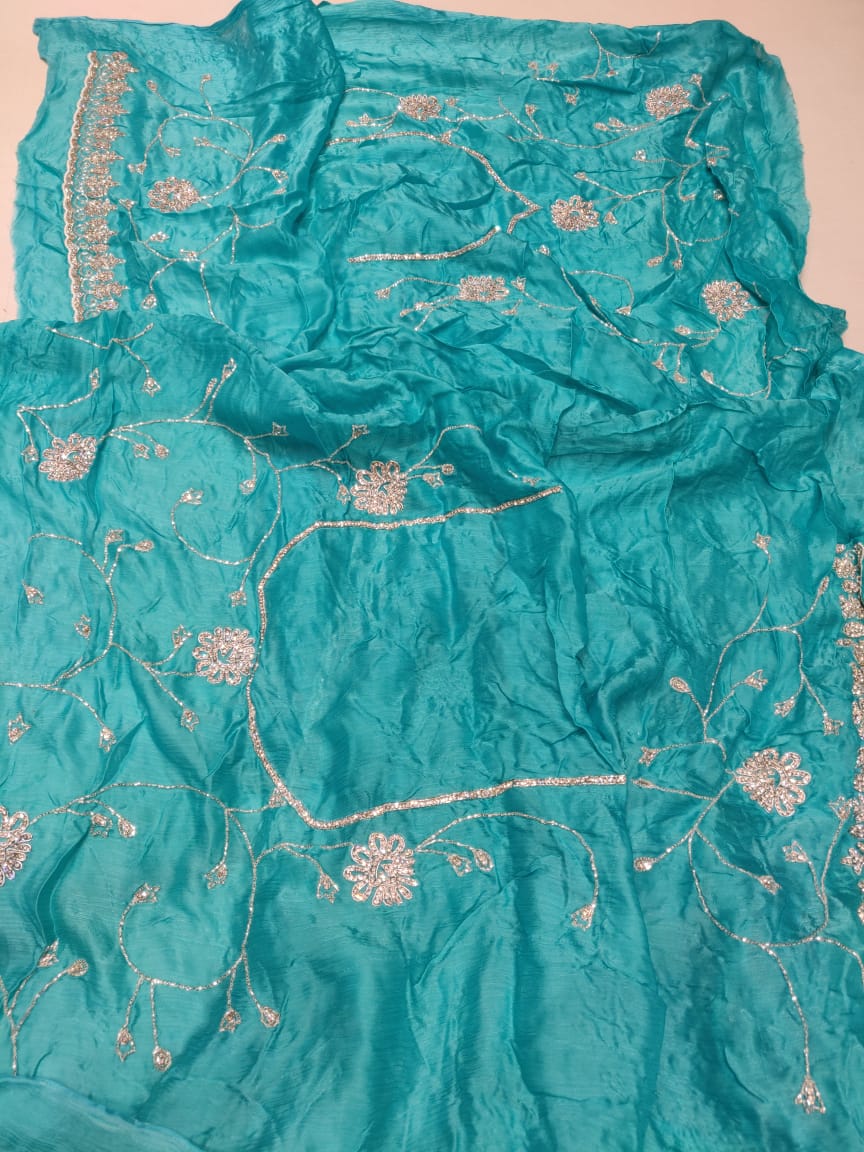 Satin katdana saree - Saffronfashionindia