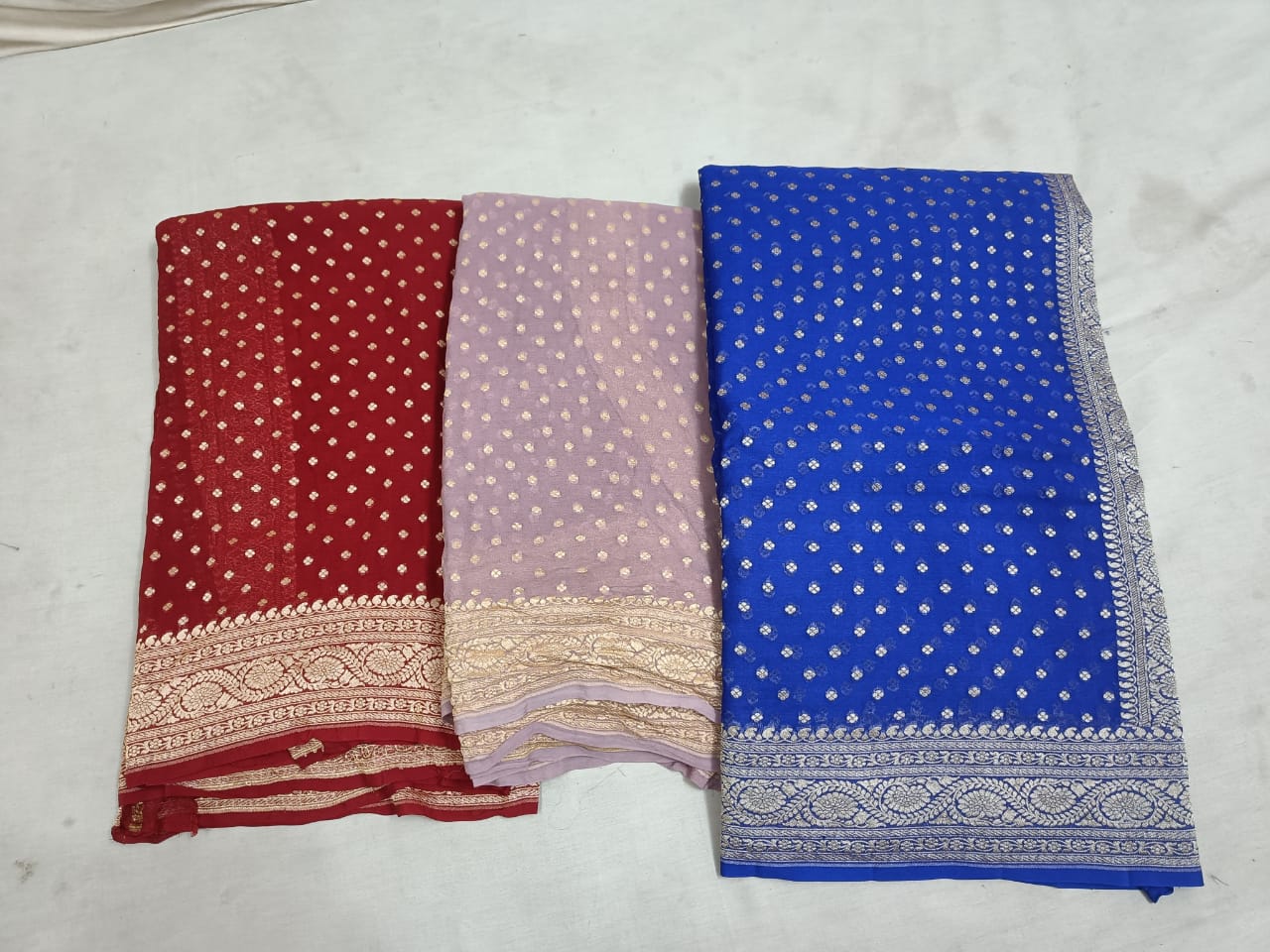 Avira khaddi gorgette saree - Saffronfashionindia