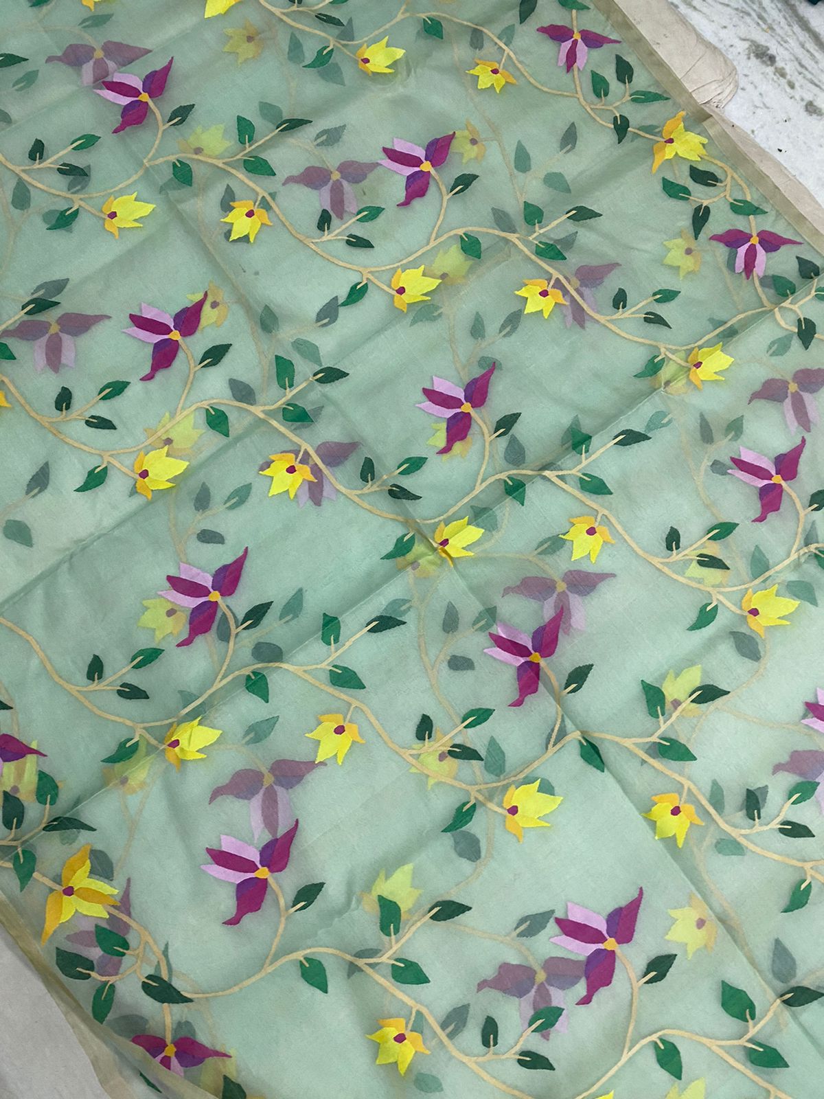 Sujata handwoven jamdani saree - Saffronfashionindia