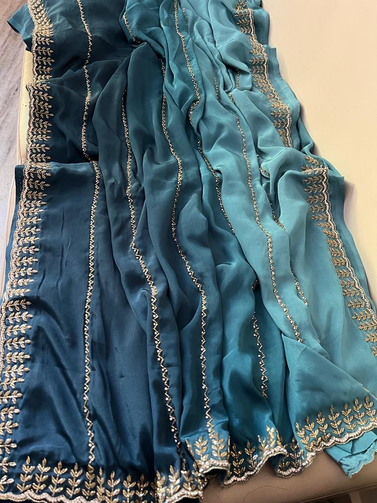 Jinaahd crepe jatdana saree - Saffronfashionindia