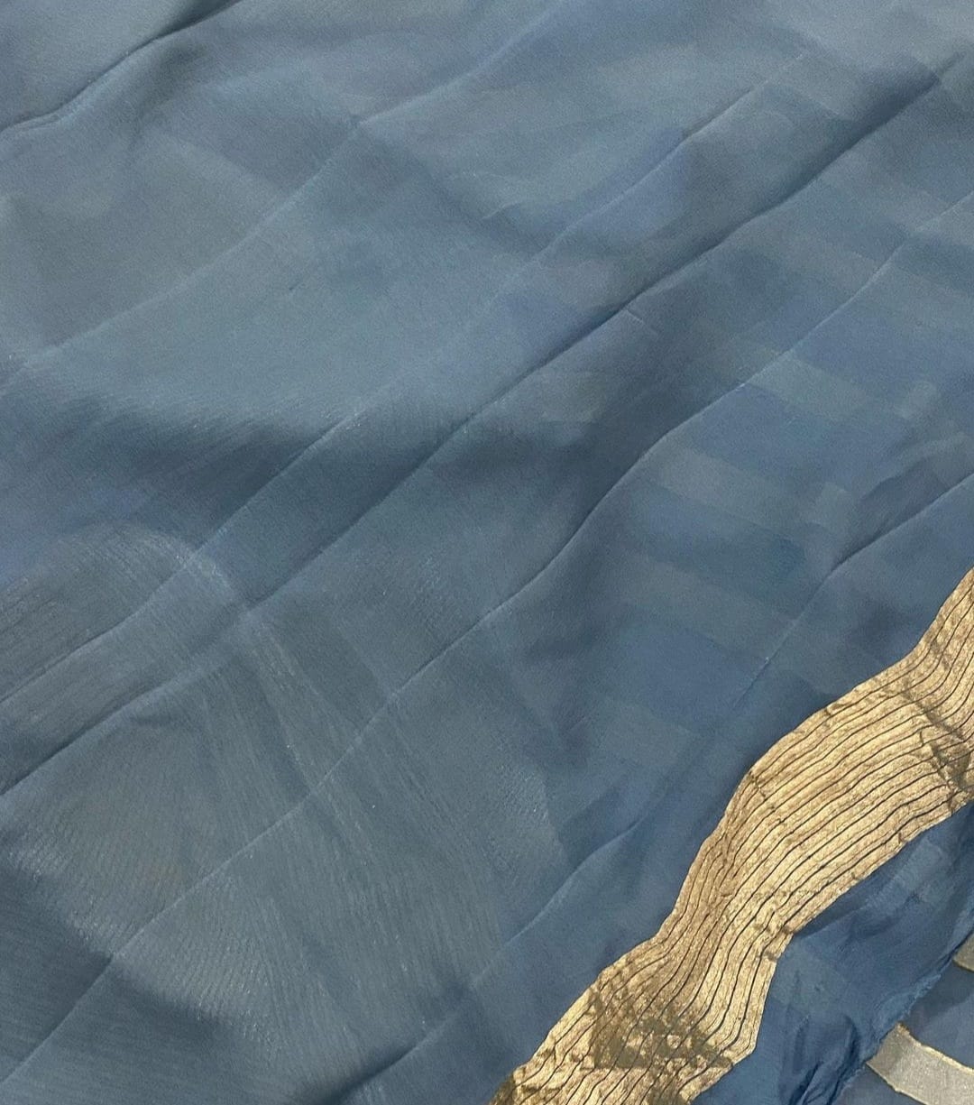 Beautiful striped gorgette saree - Saffronfashionindia