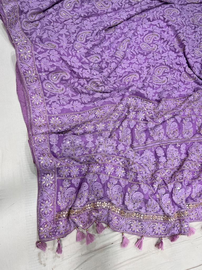 Archie Chikankari gottapatti saree - Saffronfashionindia