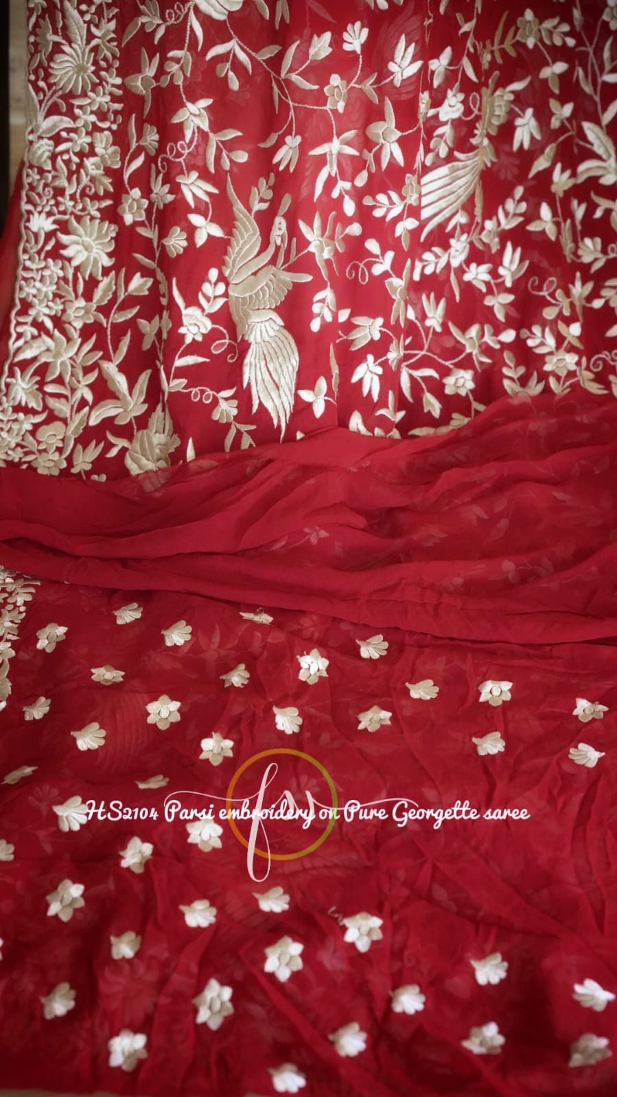 Royal embroidered Parsi inspired saree - Saffronfashionindia