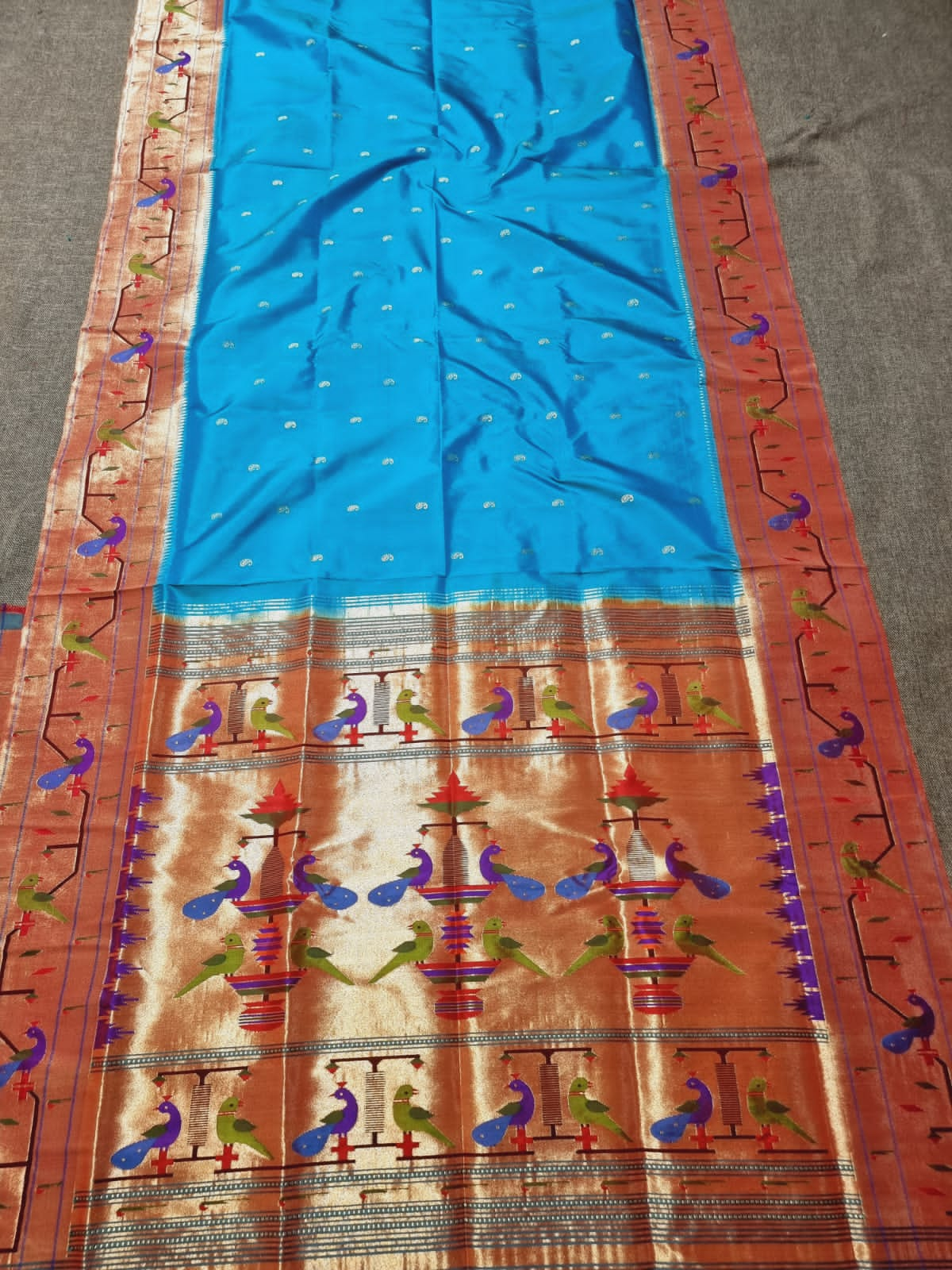 Pure silk muniya paithani sarees