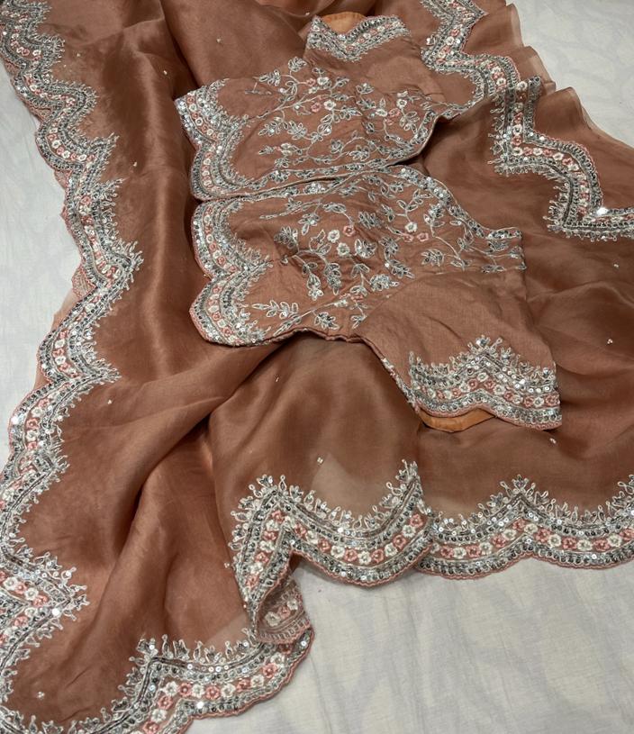 Lishik organza zardosi saree - Saffronfashionindia