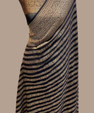 Striped khaddi gorgette saree