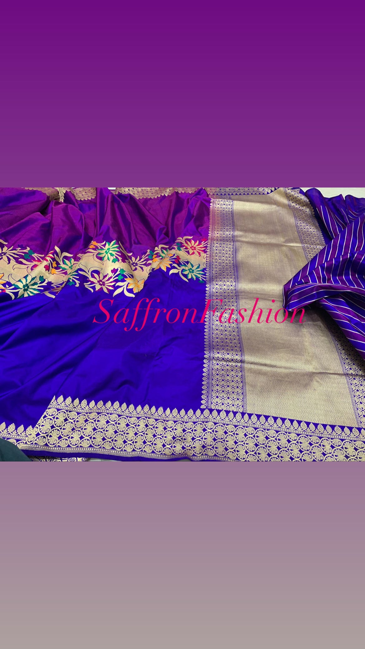 Royal scalloped Katan saree - Saffronfashionindia