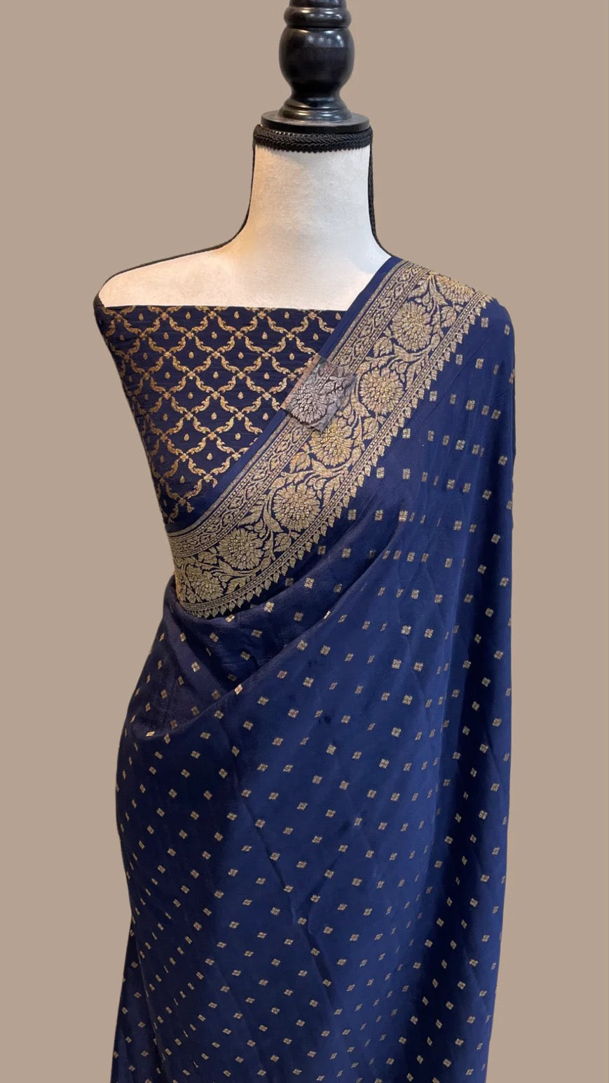 Antique inspired Banarsi crepe saree Indian saree women sari blouse Saffronfashion