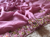 Mauve organza designer saree