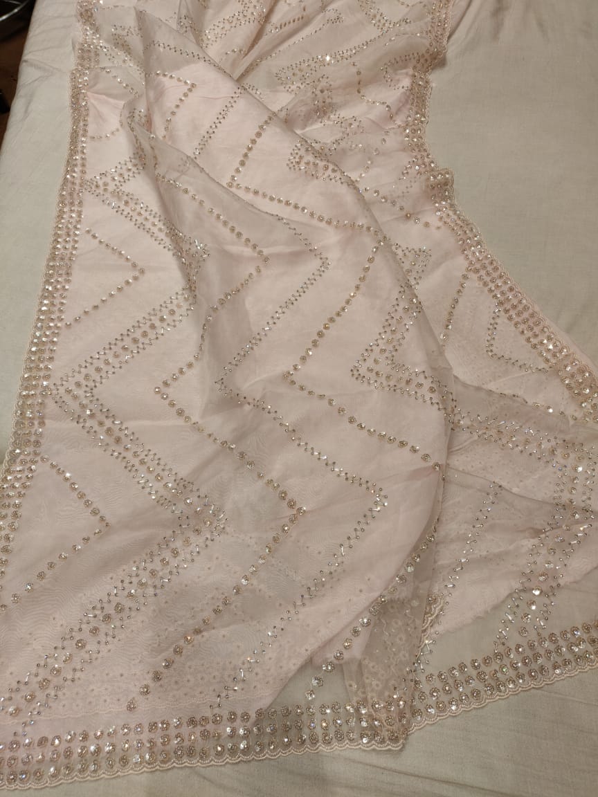 Pyari zardosi saree Partywear saree women saree blouse - Saffronfashionindia