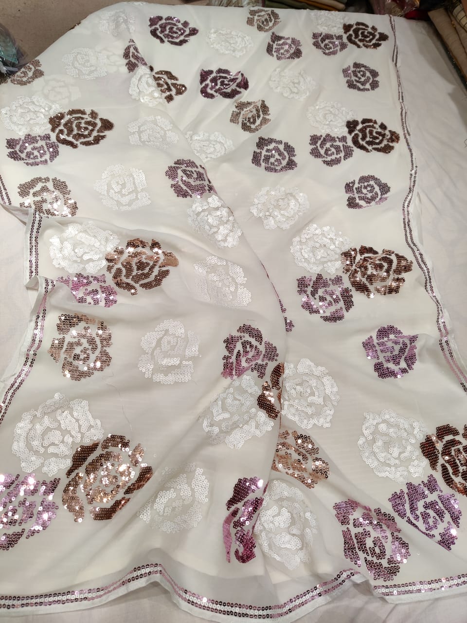 Sequence gorgette beautiful saree - Saffronfashionindia