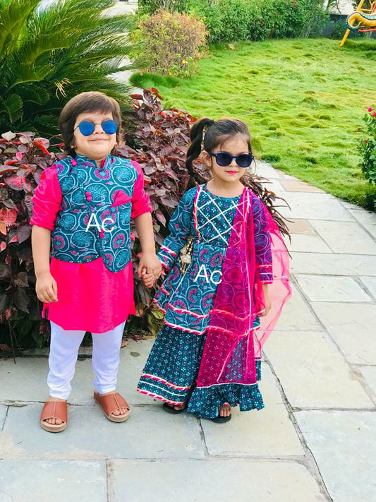 Borika kids combo dress - Saffronfashionindia