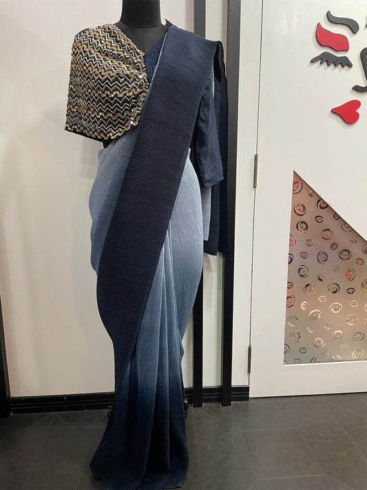 Fancy crushed lycra saree - Saffronfashionindia