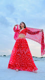 Red riding hood inspired lehengas