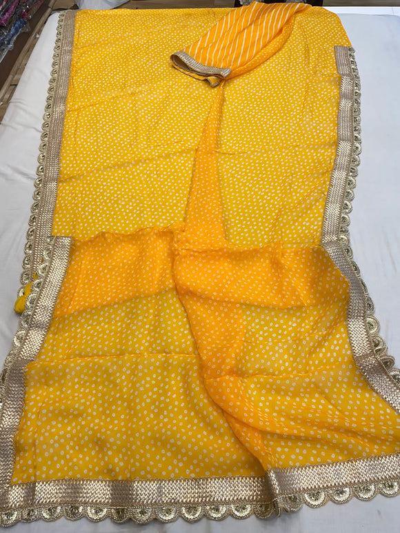 Bandhani lehariya organza saree