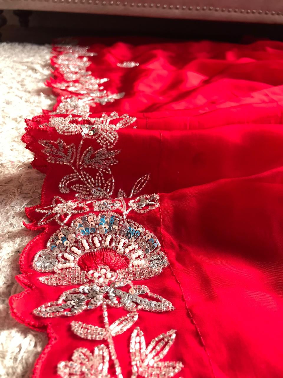 Red organza saree wedding saree blouse organza silk sari blouse SaffronFashion