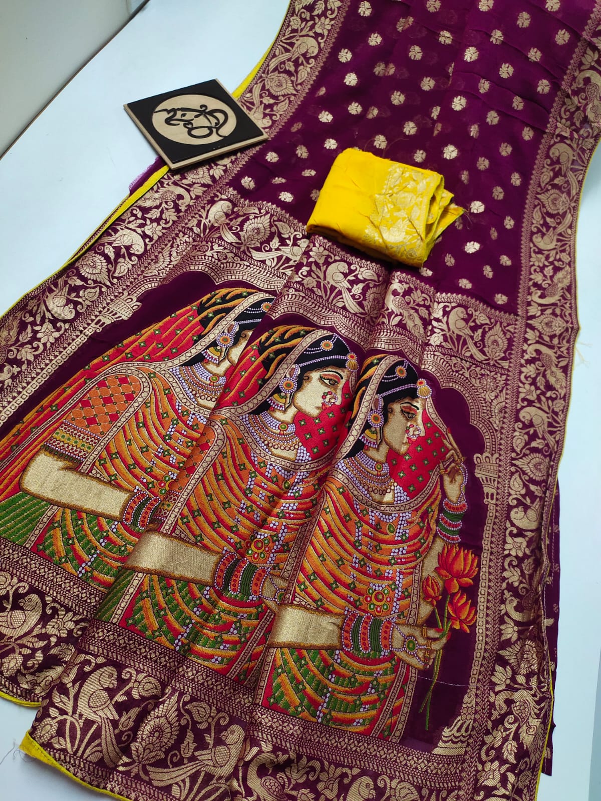 Dolika banarsi khaddi saree - Saffronfashionindia