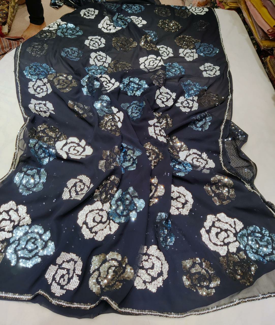 Mariana sequence partywear saree - Saffronfashionindia